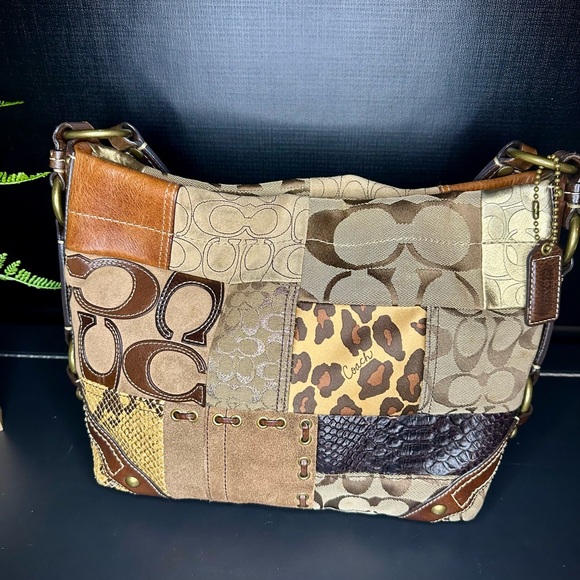 Y2K Coach Carly Leopard Patchwork Shoulder Bag 11496 - Picture 4 of 10